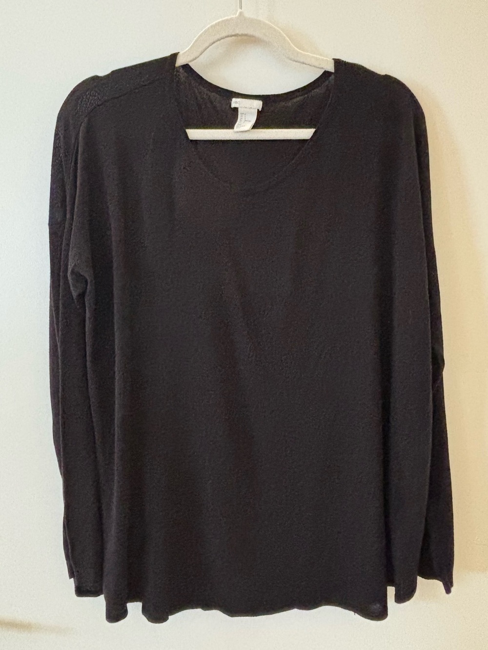 H&M Black Fine Knit Long Sleeve Sweater Top L